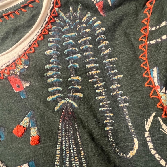 Double D Ranch Pueblo Bird Tee 2X 2XL 1XL Green Aztec Beads PLUS NWOT - Picture 12 of 16